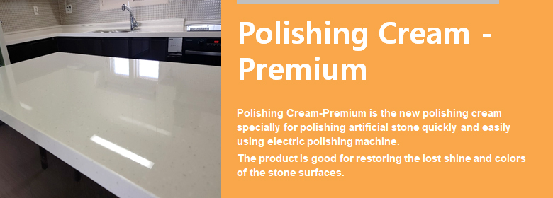 ConfiAd® Polishing Cream-Premium is the new polishing cream specially for polishing artificial stone quickly and easily using electric polishing machine.
The product is good for restoring the lost shine and colors of the stone surfaces.